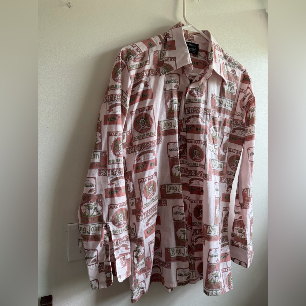 Men's Vintage Whisky Label Button-Up Shirt